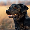 Happy Black Labrador Retriever in Natural Outdoor Setting