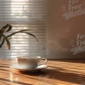 Morning Coffee Serenity: Minimalist Cup and Saucer with Natural Light