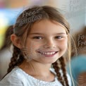 Joyful Smiling Girl with Braids in Bright Classroom Setting