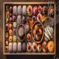 Delicious Assortment of Gourmet Desserts and Pastries on a Wooden Tray