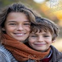 Joyful Siblings Embracing in Autumn Nature