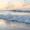 Serene Ocean Waves at Sunrise: Tranquil Beach Scene with Foam and Soft Colors