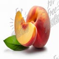 Fresh Juicy Peach with Leaf - Summer Fruit Delight