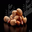 Assorted Nuts on Black Background: Almonds and Peanuts for Healthy Snacking