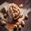 Healthy Snack Options: Almonds and Nuts in Rustic Bowl on Wooden Table