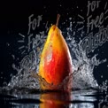 Fresh Pear Splashing in Water: Vibrant Fruit Photography for Culinary and Health Themes