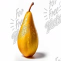 Fresh Juicy Pear with Water Droplets on White Background