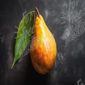 Fresh Organic Pear with Leaf on Dark Background - Healthy Eating and Natural Produce Concept