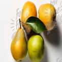 Fresh Pears and Green Apples on White Background - Healthy Eating Concept