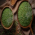 Fresh Green Peas and Lentils in Rustic Bowls - Healthy Eating and Natural Ingredients