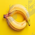 Fresh Ripe Bananas on Vibrant Yellow Background - Healthy Eating and Nutrition Concept