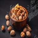 Healthy Mixed Nuts in a Bowl: Almonds and Walnuts for Snacking and Nutrition