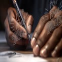 Close-Up of Hands Writing with a Fountain Pen on Paper - Creativity and Inspiration Concept