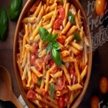 Delicious Homemade Pasta with Fresh Basil and Cherry Tomatoes