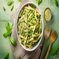 Fresh Basil Pesto Pasta with Peas: Healthy Italian Cuisine