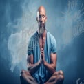 Serene Male Meditation: Mindfulness and Inner Peace in a Smoky Atmosphere