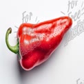 Fresh Red Bell Pepper with Water Droplets on White Background