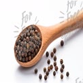 Organic Black Peppercorns in Wooden Spoon - Culinary Spice for Cooking and Flavoring