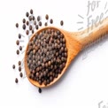 Organic Black Peppercorns in Wooden Spoon - Culinary Spice and Flavor Enhancer