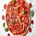 Delicious Pepperoni Pizza with Fresh Basil and Toppings - Perfect for Food Lovers