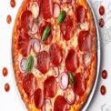 Delicious Pepperoni Pizza with Fresh Basil and Cherry Tomatoes