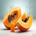 Fresh Papaya Slices on a Light Background - Tropical Fruit Healthy Eating Concept