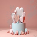 Colorful 3D Heart Shapes on Pastel Background for Valentine's Day and Love Themes