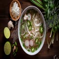 Fresh Vietnamese Pho Ingredients: Aromatic Broth, Herbs, and Vegetables