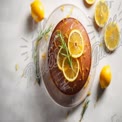 Fresh Lemon Cake with Citrus Garnish and Rosemary - Delicious Dessert for Spring and Summer Celebrat