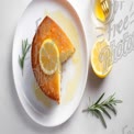 Lemon Drizzle Cake with Fresh Lemon Slices and Honey Garnish