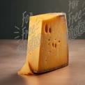 Artisan Cheese Block on Rustic Background - Gourmet Food Photography