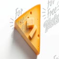 Delicious Cheddar Cheese Slice with Cubes on White Background