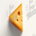 Delicious Yellow Cheese Slice with Holes on White Background