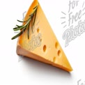 Delicious Cheese Slice with Fresh Rosemary Herb on White Background