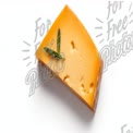 Delicious Aged Cheese Slice with Fresh Herbs on White Background