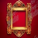 Elegant Gold Ornate Frame on Rich Red Background for Art Display or Decoration