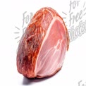 Freshly Cut Gourmet Ham on White Background - Ideal for Culinary and Food Advertising