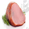 Freshly Sliced Ham with Herbs on White Background