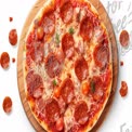 Delicious Pepperoni Pizza with Fresh Ingredients on Wooden Board