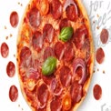 Delicious Pepperoni Pizza with Fresh Basil and Cherry Tomatoes on White Background