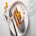 Delicious Carrot Cake Slice with Edible Flower and Nuts on Elegant Plate