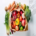 Fresh Organic Vegetables and Fruits in Eco-Friendly Paper Bag