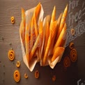 Crispy Snack Delights: Gourmet Potato Twists and Spirals on Rustic Background