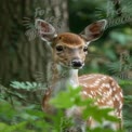 Graceful Fawn in Lush Forest Setting: Nature Wildlife Photography