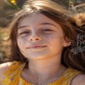 Joyful Child Portrait with Freckles in Nature - Summer Vibes and Innocence