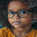 Confident Young Girl with Curly Hair and Glasses, Portrait of Intelligence and Curiosity