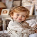 Adorable Smiling Toddler in Cozy Home Setting - Childhood Joy and Innocence