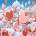 Whimsical Heart Clouds: Romantic Background for Love and Valentine's Day Themes