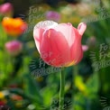 Beautiful Pink Tulip in Bloom with Soft Focus Background - Spring Floral Elegance