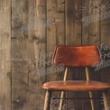 Stylish Mid-Century Modern Wooden Chair Against Rustic Wood Wall